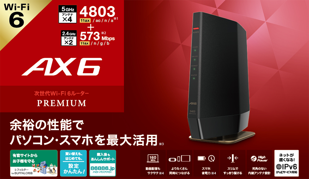 WSR-5400AX6-MBスペック紹介